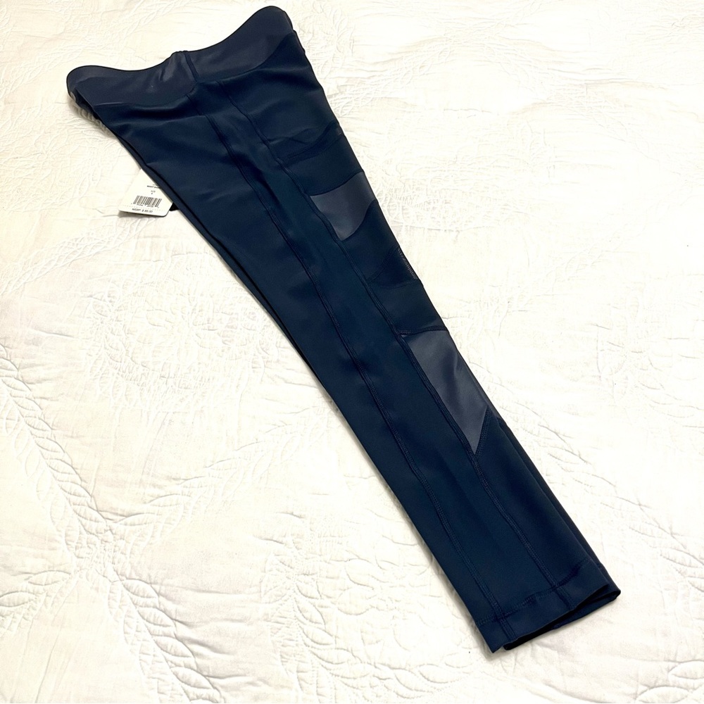 NWT 90 DEGREE BY REFLEX LEGGINGS with MESH & NYLON INSERTS in NIGHT SHADOW COLOR - Picture 8 of 13